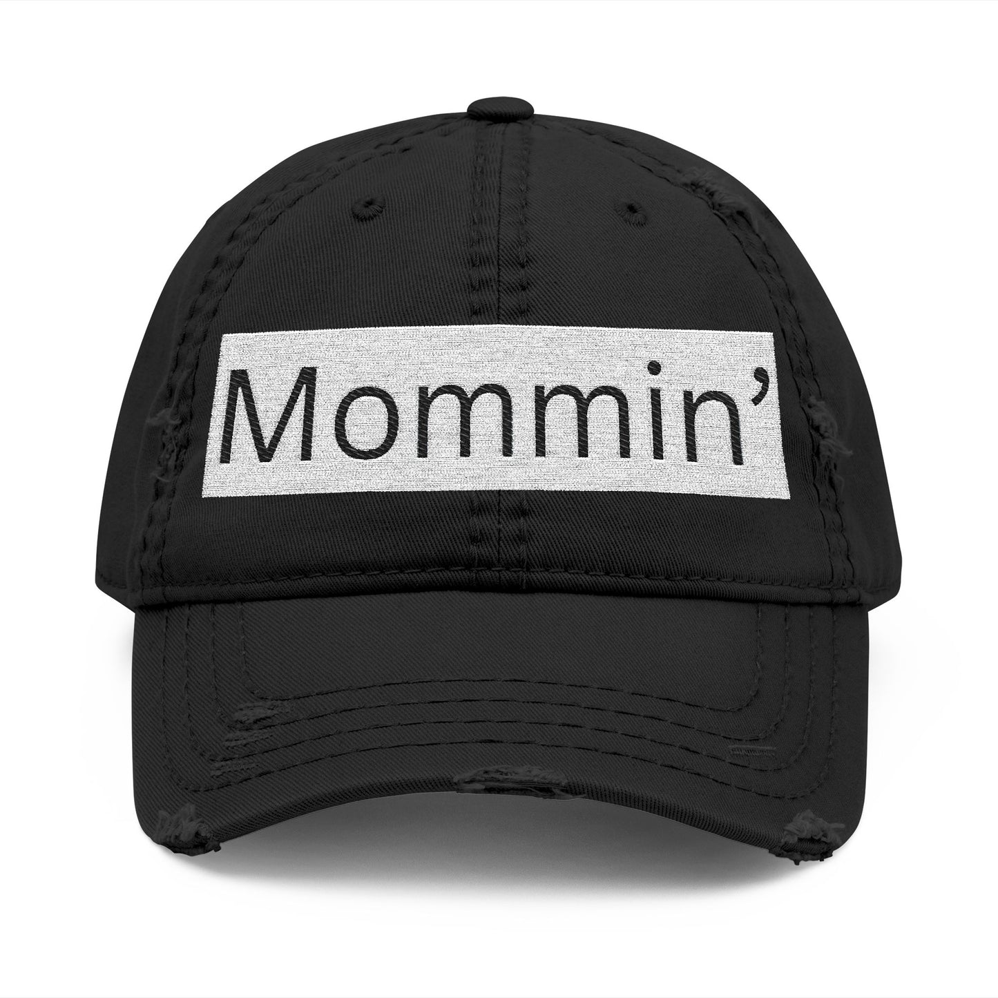 Mommin' Distressed Dad Hat — Embroidered Casual Mom Cap