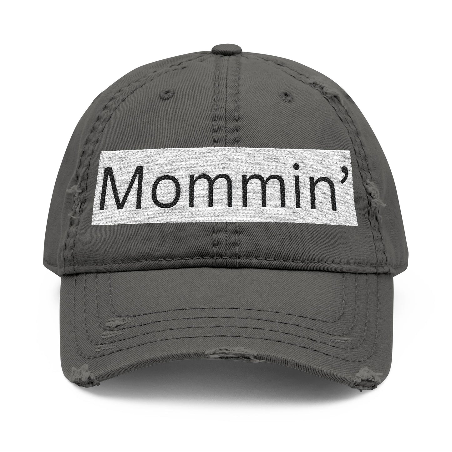 Mommin' Distressed Dad Hat — Embroidered Casual Mom Cap