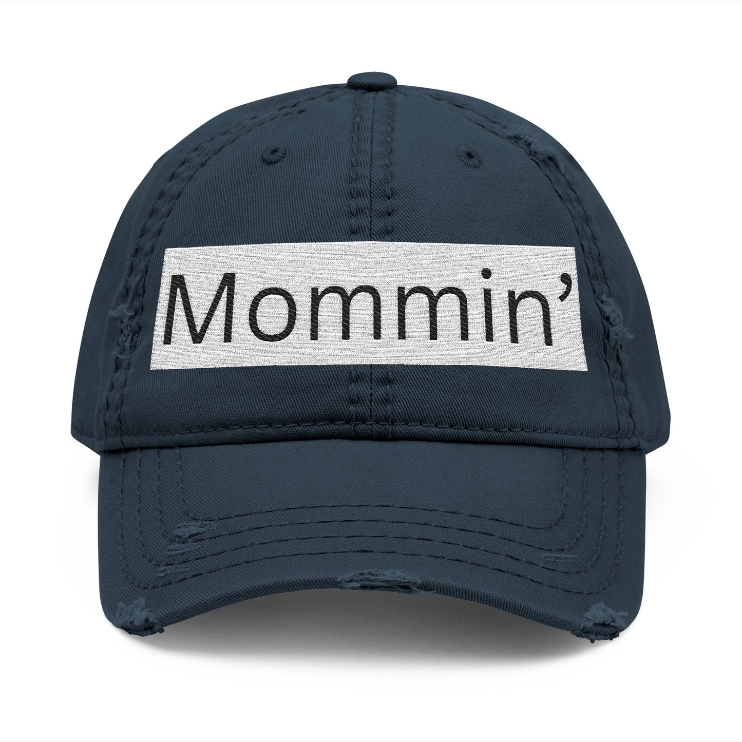 Mommin' Distressed Dad Hat — Embroidered Casual Mom Cap