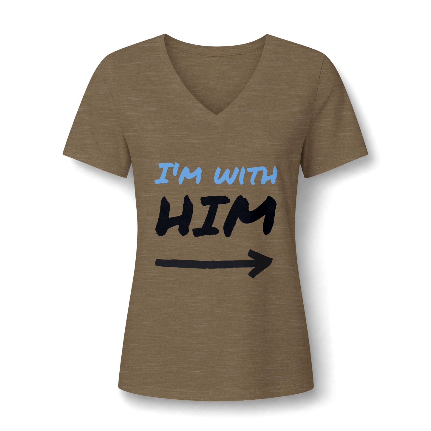I'm With Him V-Neck Tee – Funny Couples Directional Shirt