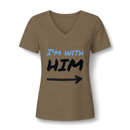 I'm With Him V-Neck Tee – Funny Couples Directional Shirt