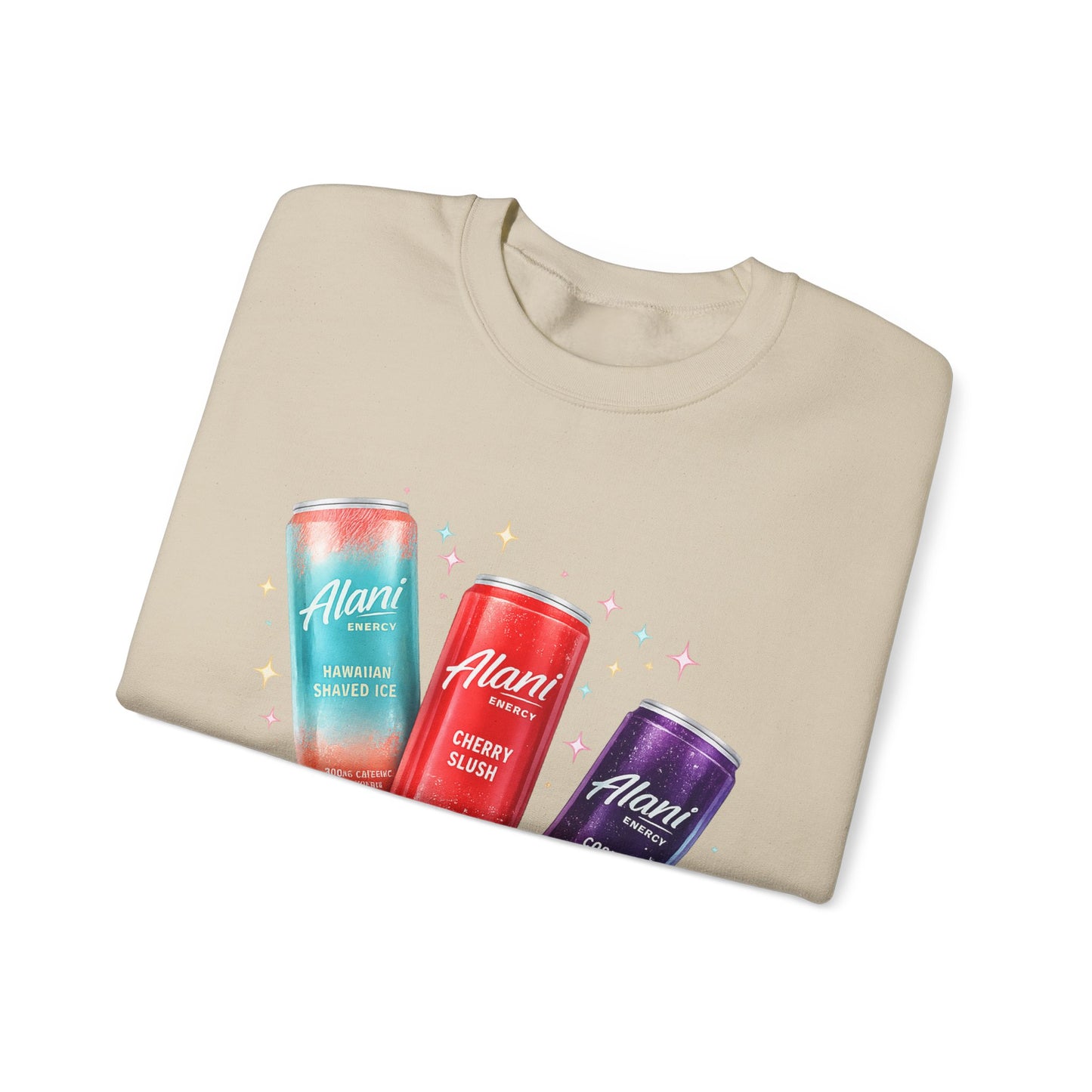 Beverage Cans Graphic Sweatshirt — Sparkling Drinks Trio "Savor the Spark" Crewneck