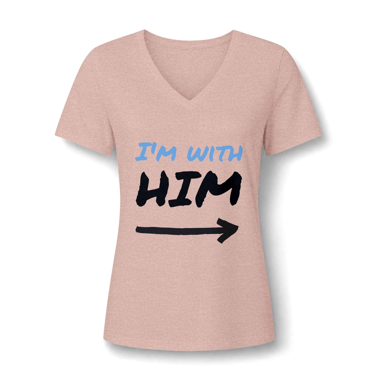 I'm With Him V-Neck Tee – Funny Couples Directional Shirt