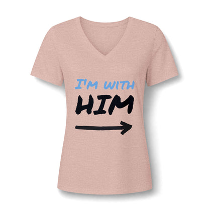 I'm With Him V-Neck Tee – Funny Couples Directional Shirt
