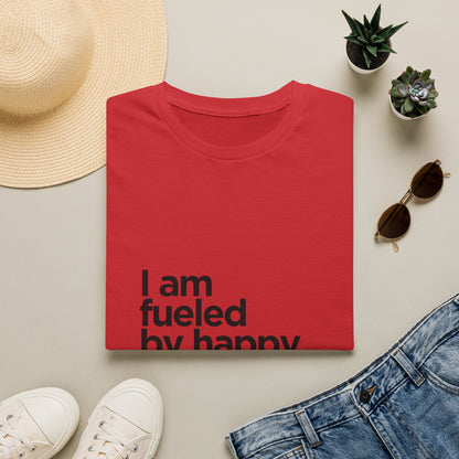 Coffee T‑Shirt — "I am fueled by happy thoughts and coffee." Casual Graphic Tee for Coffee Lovers