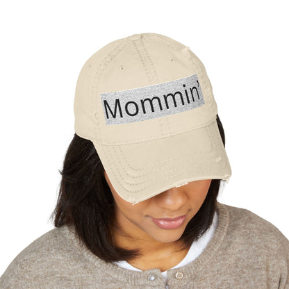 Mommin' Distressed Dad Hat — Embroidered Casual Mom Cap