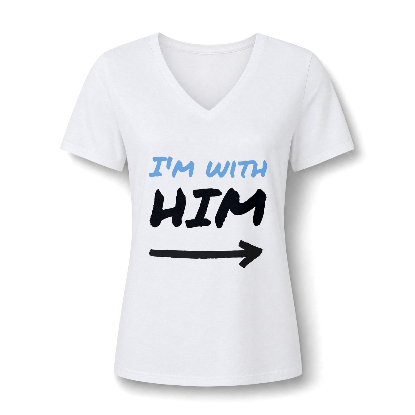 I'm With Him V-Neck Tee – Funny Couples Directional Shirt