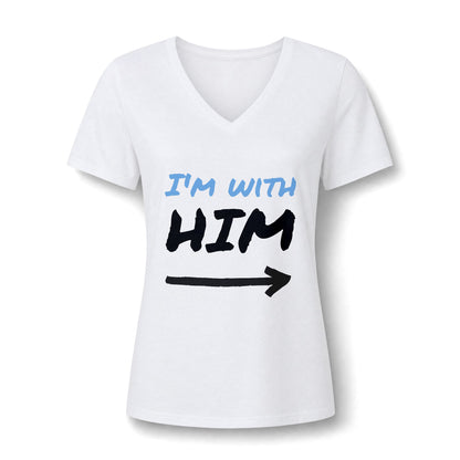 I'm With Him V-Neck Tee – Funny Couples Directional Shirt