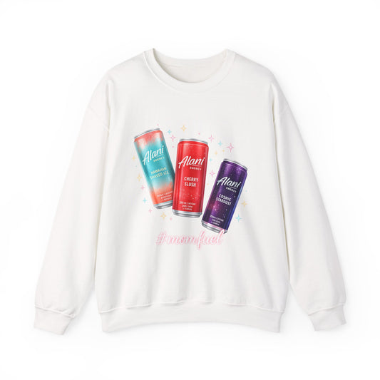 Beverage Cans Graphic Sweatshirt — Sparkling Drinks Trio "Savor the Spark" Crewneck