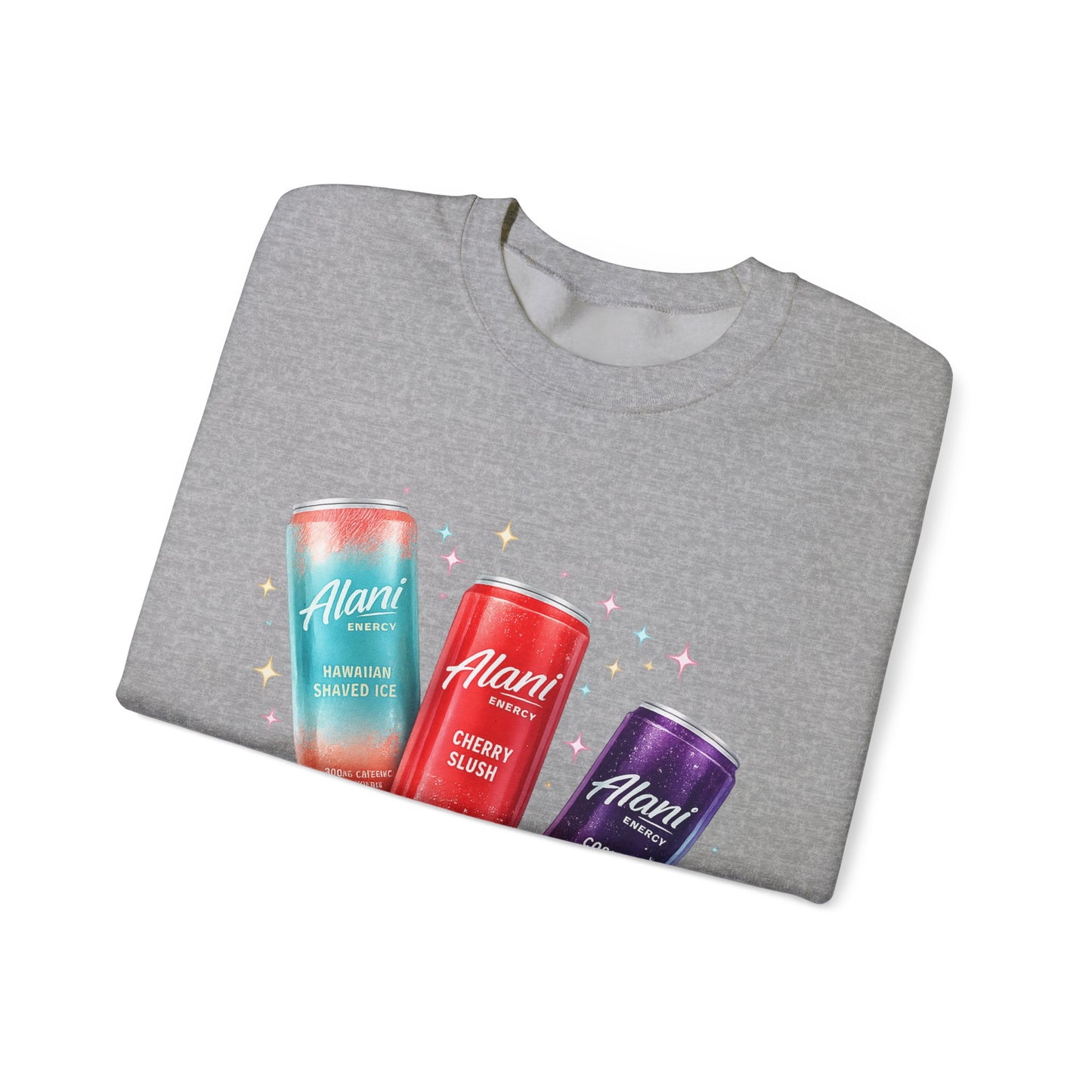 Beverage Cans Graphic Sweatshirt — Sparkling Drinks Trio "Savor the Spark" Crewneck