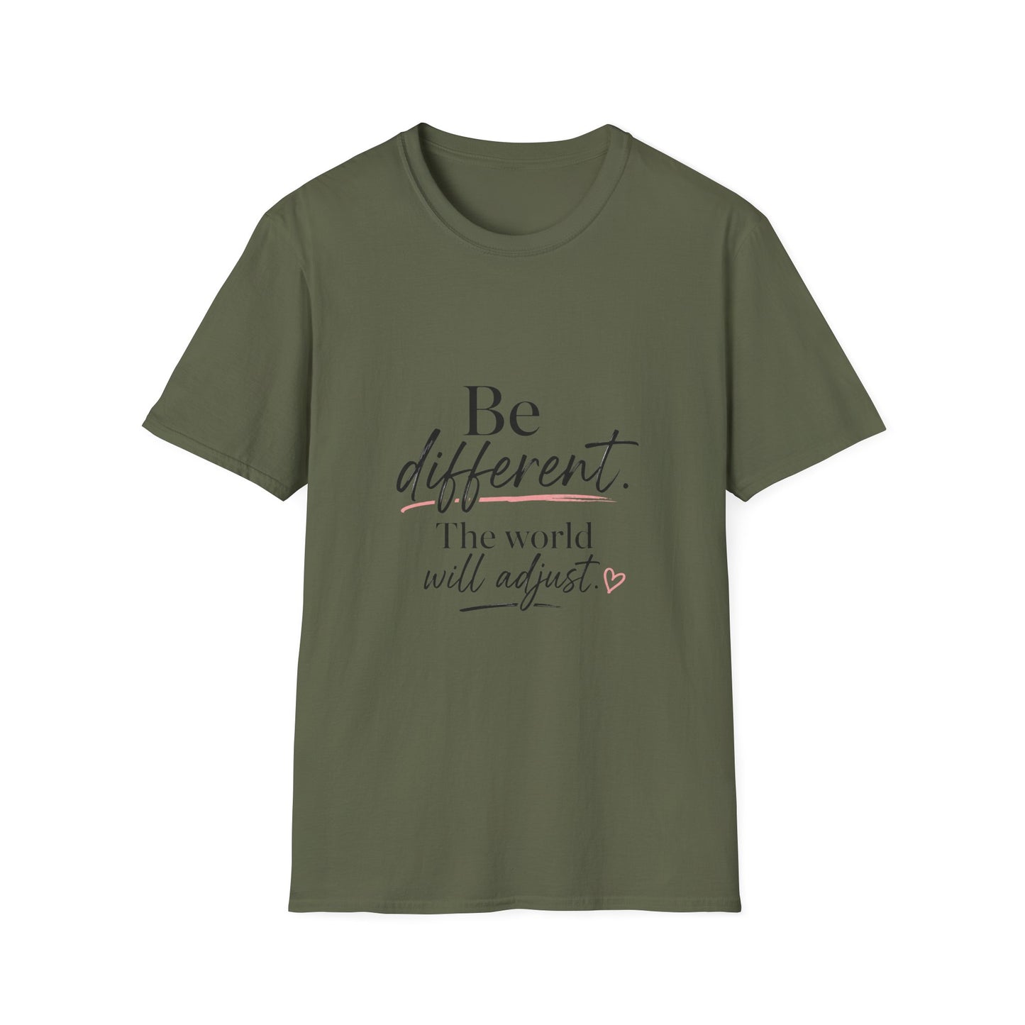 Be Different T-Shirt — Inspirational 'Be Different. The world will adjust.' Graphic Tee
