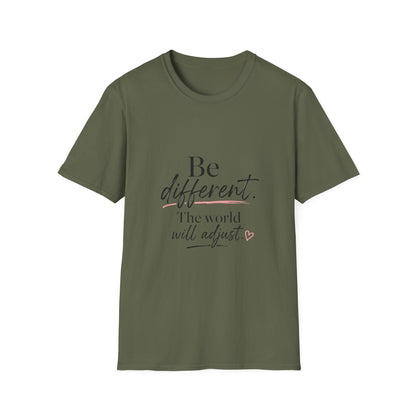 Be Different T-Shirt — Inspirational 'Be Different. The world will adjust.' Graphic Tee