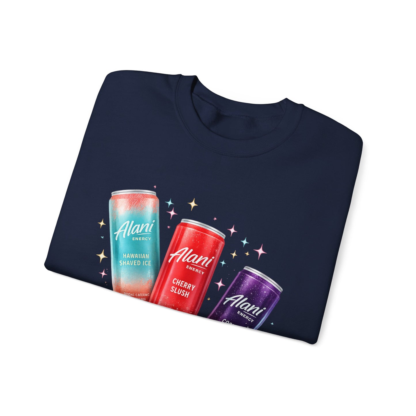 Beverage Cans Graphic Sweatshirt — Sparkling Drinks Trio "Savor the Spark" Crewneck