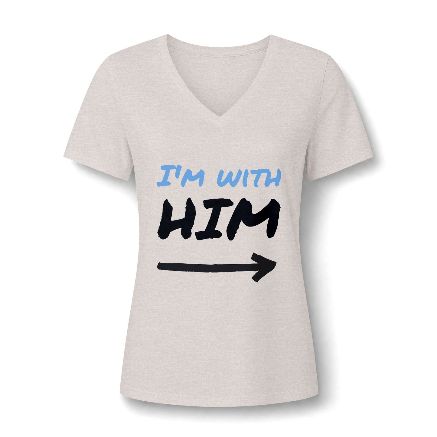 I'm With Him V-Neck Tee – Funny Couples Directional Shirt