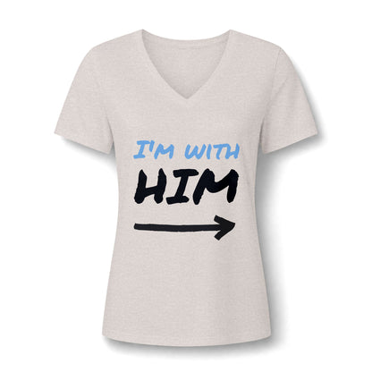 I'm With Him V-Neck Tee – Funny Couples Directional Shirt