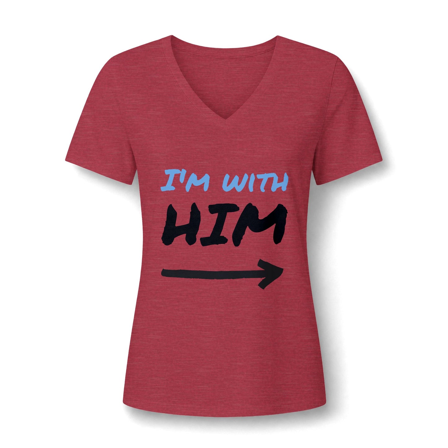I'm With Him V-Neck Tee – Funny Couples Directional Shirt