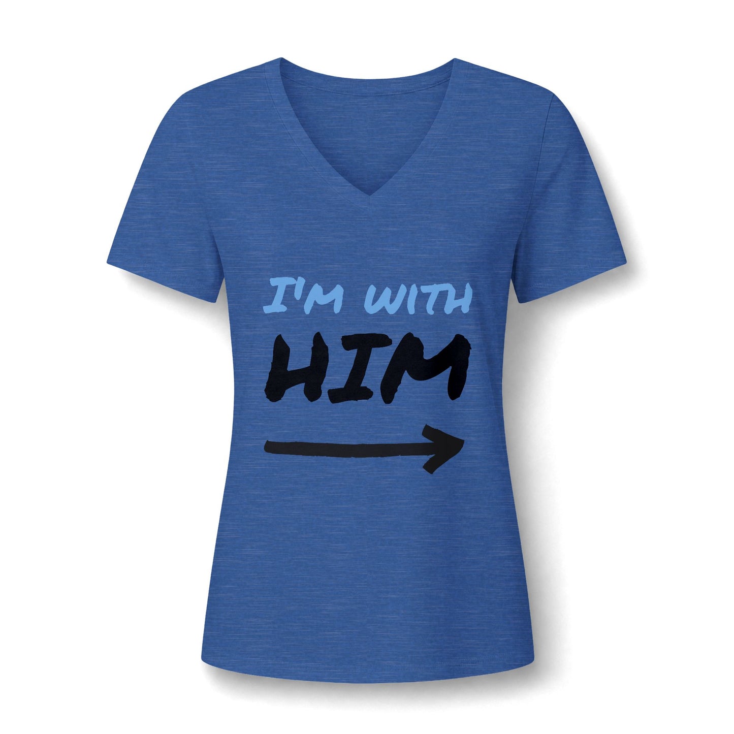 I'm With Him V-Neck Tee – Funny Couples Directional Shirt