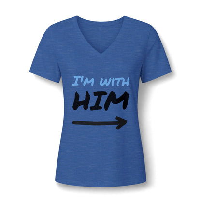I'm With Him V-Neck Tee – Funny Couples Directional Shirt