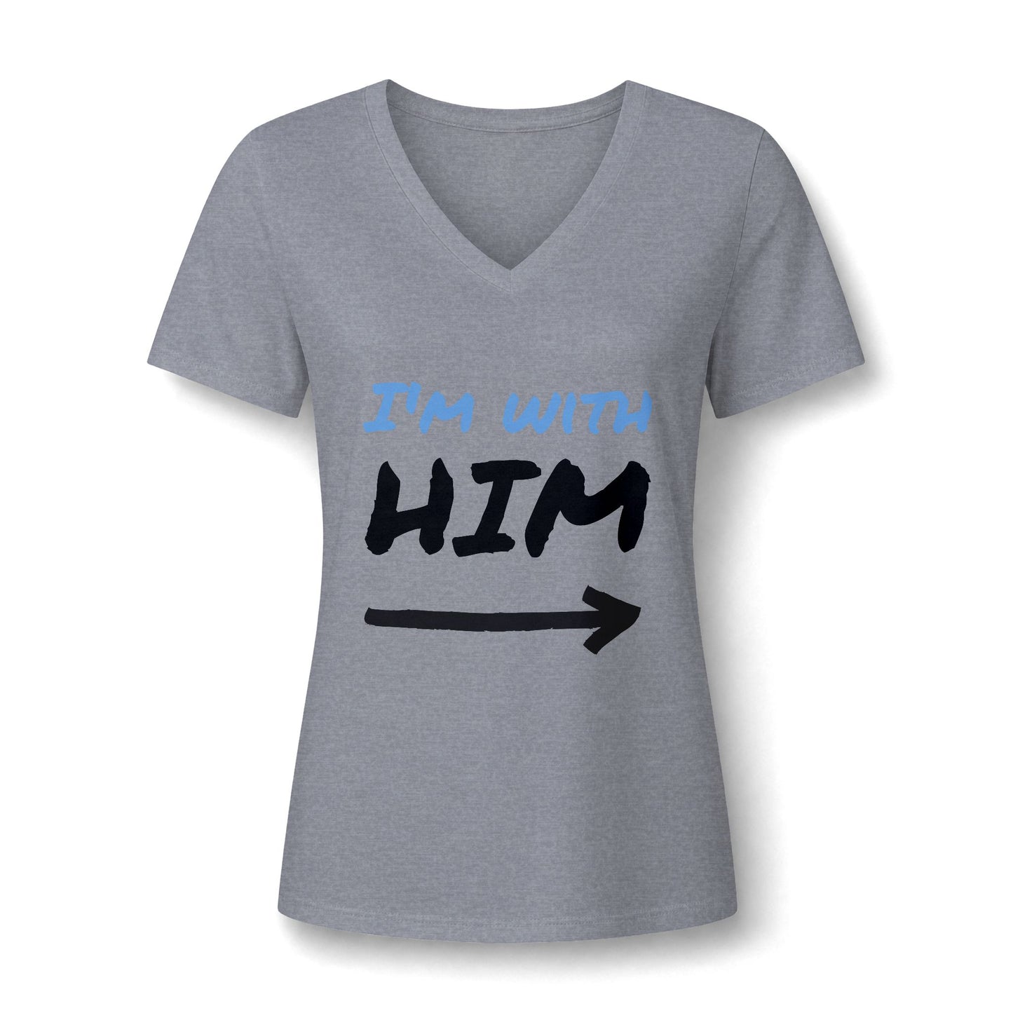 I'm With Him V-Neck Tee – Funny Couples Directional Shirt