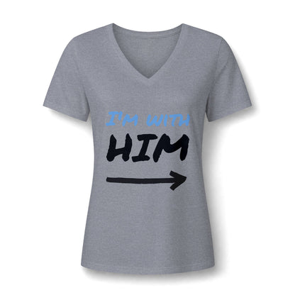 I'm With Him V-Neck Tee – Funny Couples Directional Shirt