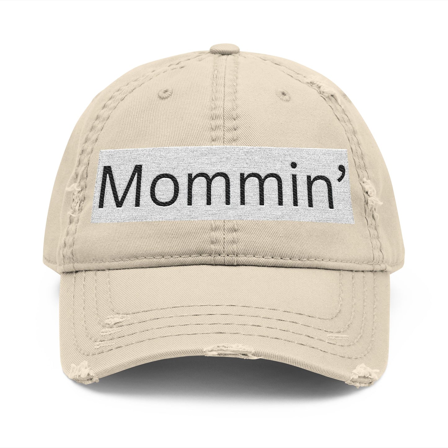 Mommin' Distressed Dad Hat — Embroidered Casual Mom Cap