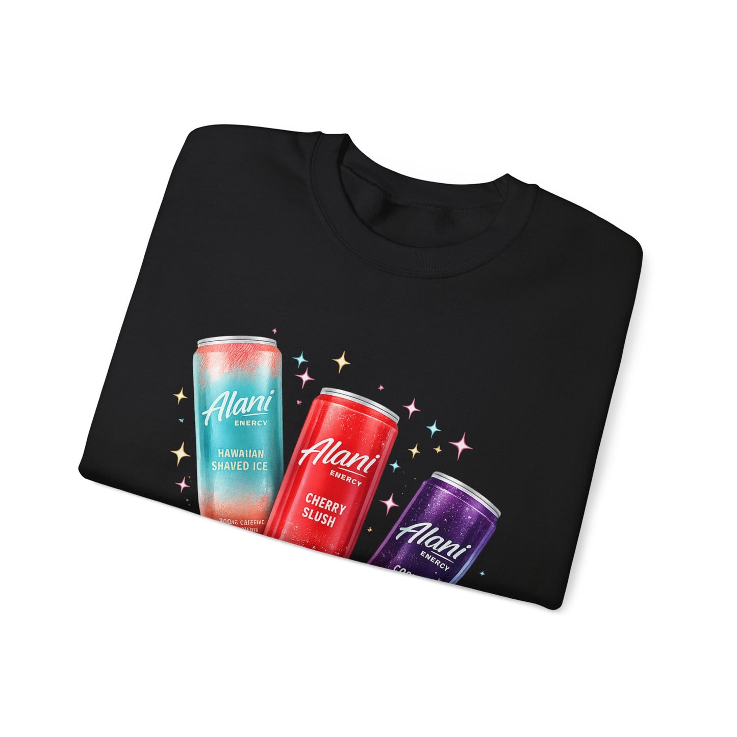 Beverage Cans Graphic Sweatshirt — Sparkling Drinks Trio "Savor the Spark" Crewneck
