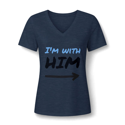 I'm With Him V-Neck Tee – Funny Couples Directional Shirt