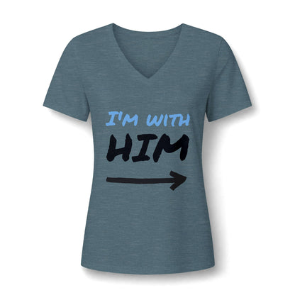 I'm With Him V-Neck Tee – Funny Couples Directional Shirt